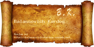 Balassovich Kardos névjegykártya